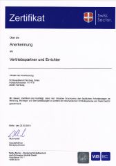 Zertifikat Swiss Sector Vertriebspartner und Errichter